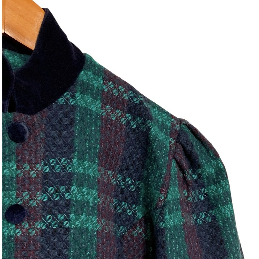Vintage 80’s Handmade Plaid Tailored Cropped Jacket & A-Line Midi Skirt Set - Picture 5 of 16